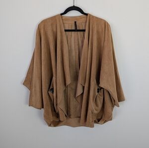 IC by Connie K Faux Suede Jacket Size XL Lagenlook Drape Neutral